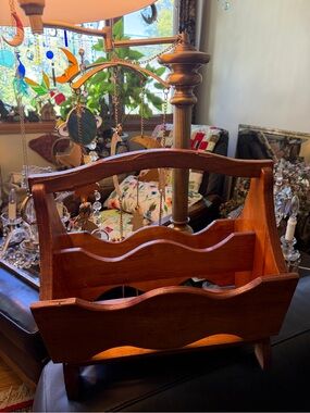 Vintage MCM Solid Wood Hand Made Magazine Stand